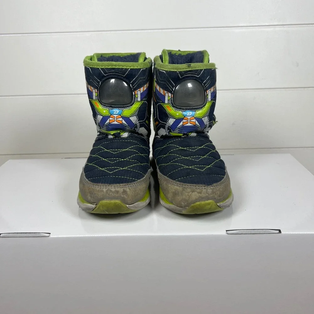 Dream Pairs Toddler Boys Snow Boots Blue Green Robot Winter SDSB2308K Size 9